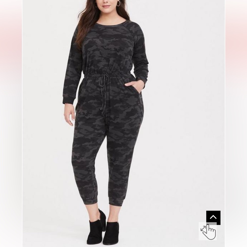 Torrid Dark Grey Camo Terry Jumpsuit Size 2X